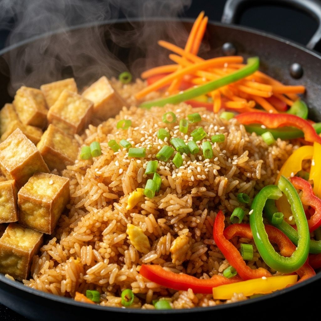 Arroz Frito con Vegetales y Tofu Asiático