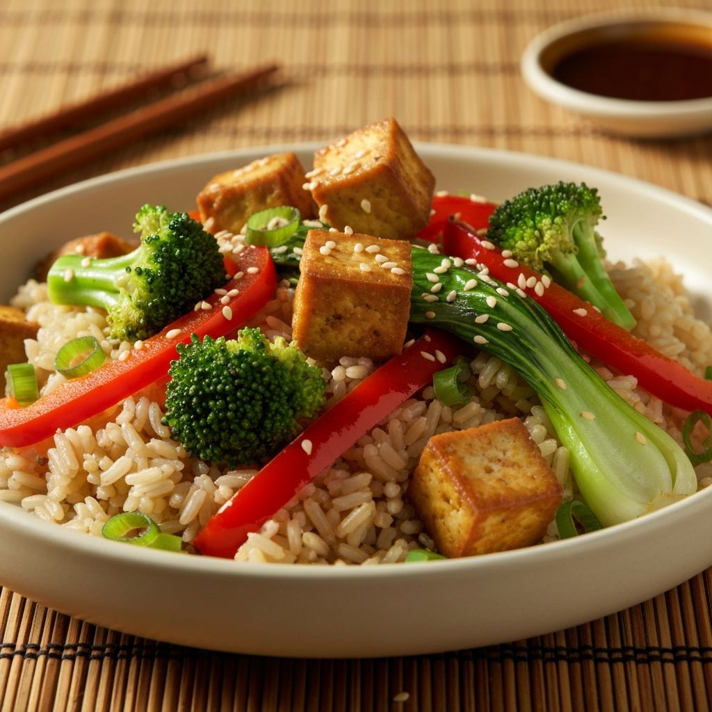 Arroz Integral con Tofu Salteado