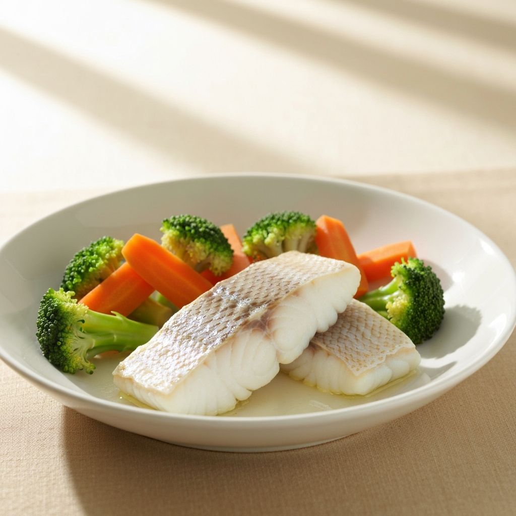 Cena Ligera de Pescado con Verduras al Vapor