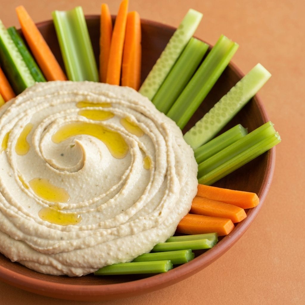 Hummus Casero con Vegetales Crudos para Snack