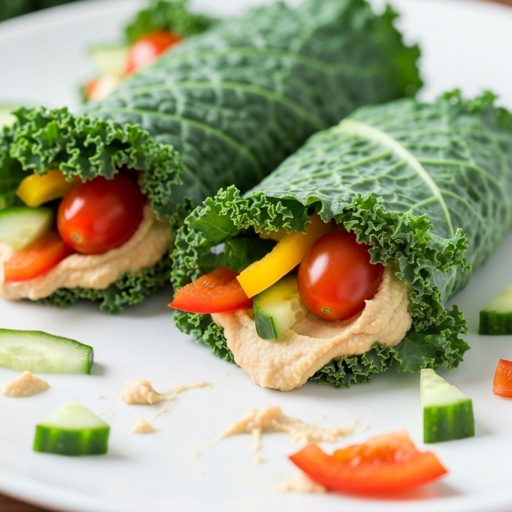 Rollitos de Col Rizada con Hummus