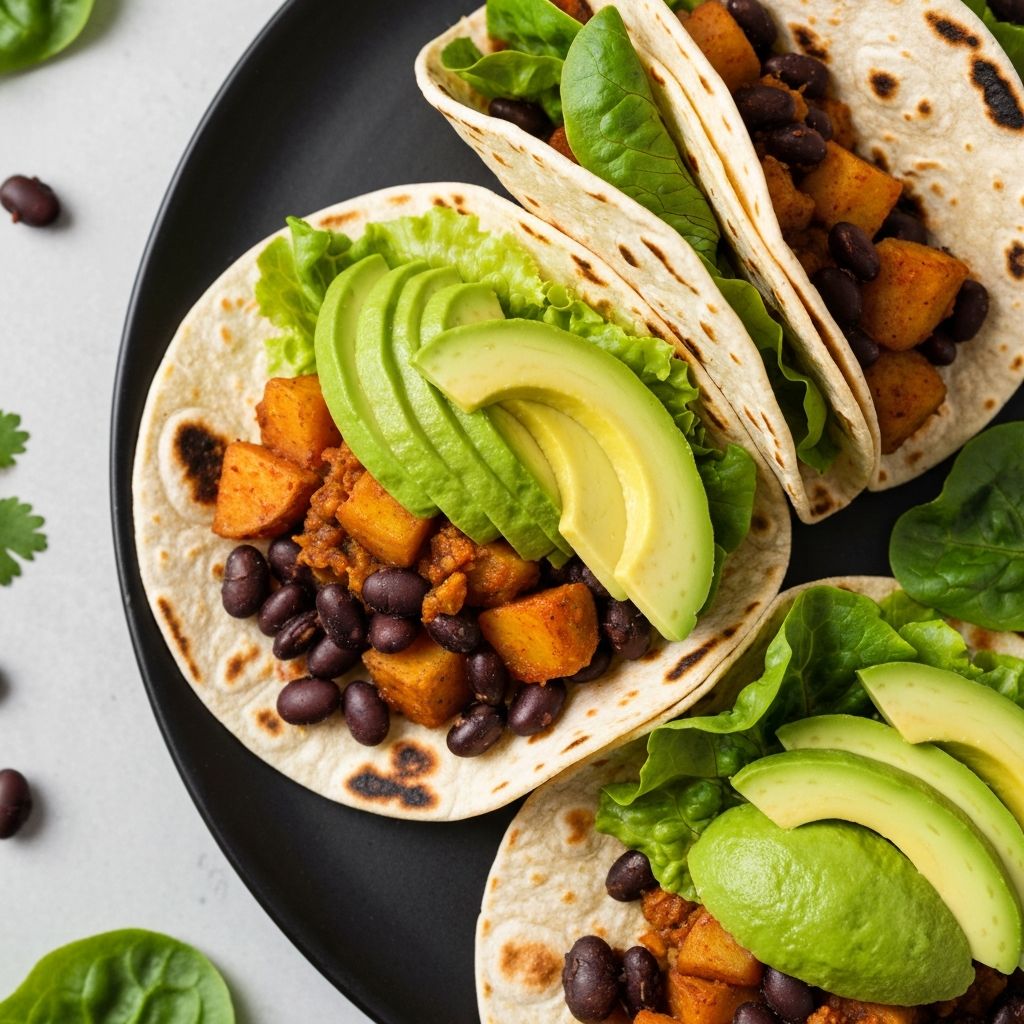Tacos de Papas con Frijoles Negros
