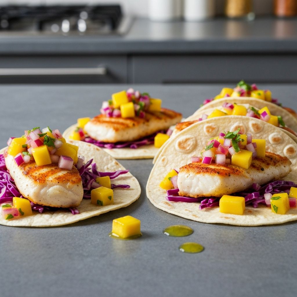 Tacos de Pescado con Mango Frescos